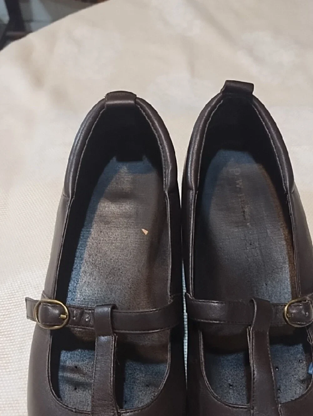 Women's Black T‑Strap Mary Jane Flats Leather 7.5 W Slip Resistant Orthopedic.